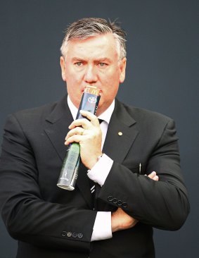 Eddie McGuire, Collingwood Football Club President watches the Magpies leave the field after losing the round seven AFL match.
