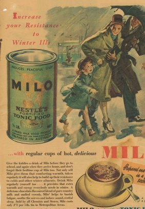 Increase your resistance to winter ills: An early advertisement for Milo.