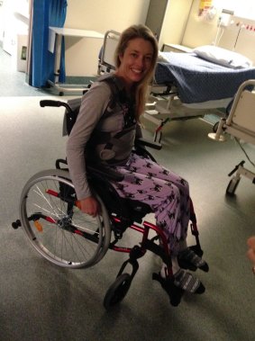 Ingrid Kimber in hospital following the crash.