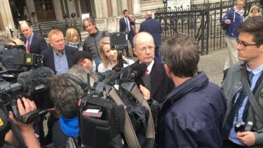 Thornton speaks to journalists outside the UK high court after successfully pushing for the government to release its plans to tackle city air pollution.