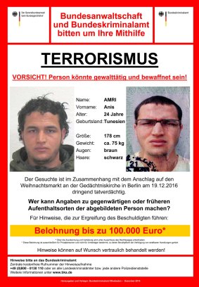 The wanted poster issued by German federal police on Wednesday.