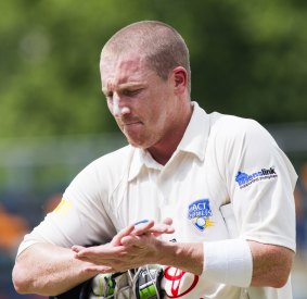 Brad Haddin after scoring a century for the Comets in November.