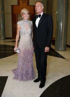 Minister for Foreign Affairs Julie Bishop and David Panton at the Midwinter Ball at Parliament House on Wednesday.