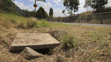 The drain where the baby was found at Quakers Hill.
