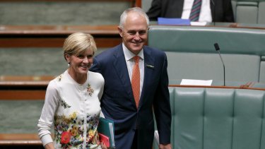 Foreign Minister Julie Bishop and former communication minister Malcolm Turnbull.