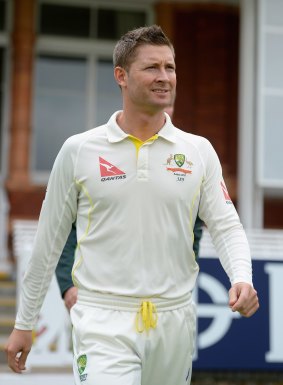 Michael Clarke walks on to the field at Lord's on Wednesday.