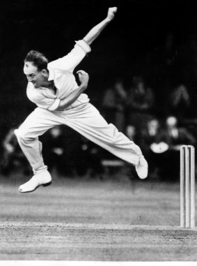 Frank Tyson in action during the 1950s, when he terrorised Australia's batting line-up.