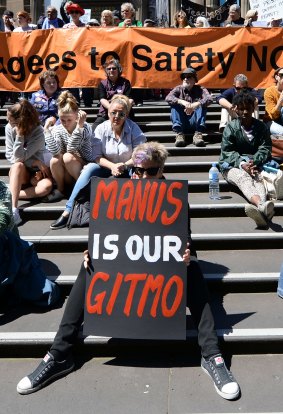 Protesters rally in Melbourne in support of refugees and asylum seekers on Manus Island