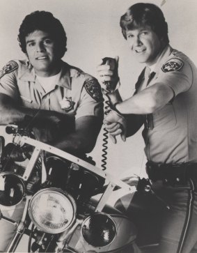 The original <i>CHiPS</i>: Erik Estrada as Ponch (left) and  Larry Wilcox as Jon.