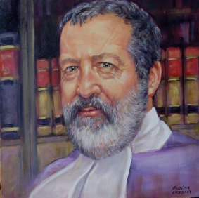 An oil painting of Judge Robert Toner by artist Angelika Erbsland.