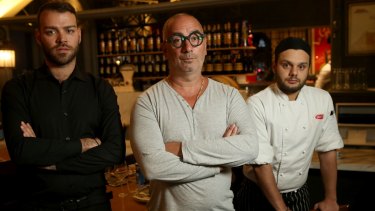 Restaurant owner Tony Cannata, with 457 visa employees Luigi Conticelli (left) and Nicola Chiocca.