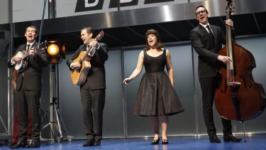 Mike McLeish, Phillip Lowe, Pippa Grandison and Glaston Toft in <i>Georgy Girl: The Seekers Musical.</i>