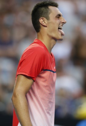 Bernard Tomic: On his way to a second round win against Denis Istomin at Melbourne Park on day two of the Australian Open 