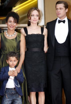 Pearl with son Adam, Angelina Jolie and Brad Pitt at the Cannes Film Festival for the 2007 premiere of <i>A Mighty Heart</i>.