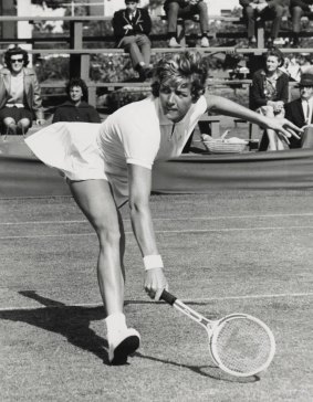 Margaret Court in action at Kooyong.