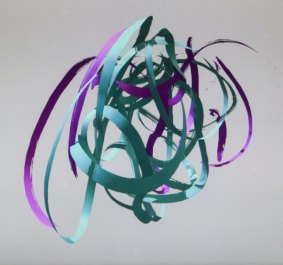 Painted lines from the Google Tilt Brush as they appear in virtual reality.