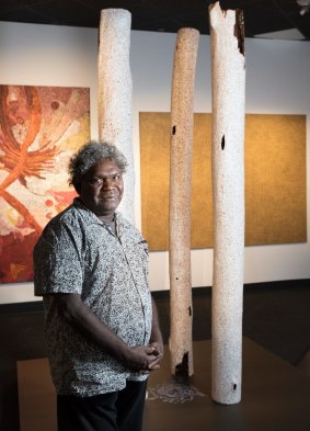 Wukun Wanambi of Yirrkala, NT, with his work Destiny which won the 3D award.
