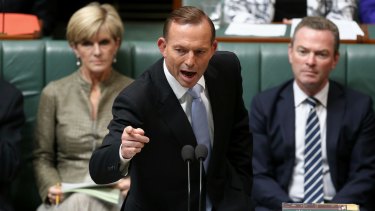 On the attack: Prime Minister Tony Abbott in Parliament on Tuesday.