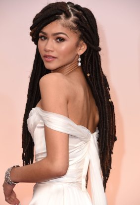 Scalp scandal: Zendaya as she looked at the Oscars.