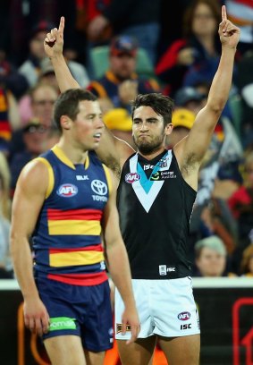 Chad Wingard (right) wants to take an increasing midfield role.