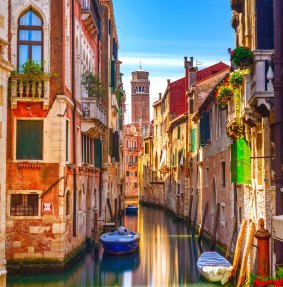One of Venice's many colourful canals.