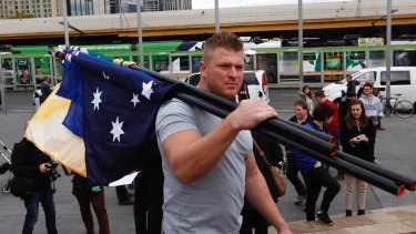 United Patriots Front leader Blair Cottrell took part in the march.
