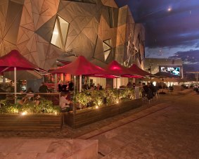 Federation Square abounds with food stalls.