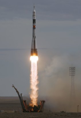 The Soyuz TMA-18M lifts off on Wednesday.