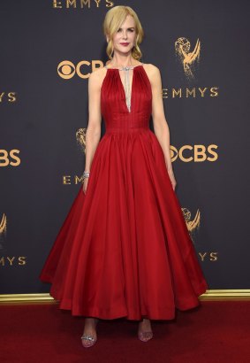 Nicole Kidman in Calvin Klein by Appointment arrives at the 69th Primetime Emmy Awards on Sunday.