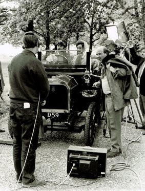 Ray Menmuir on the set of Upstairs Downstairs with John Alderton and Nicola Pagett. He directed the first episode to air.
