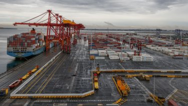 Patrick's new automated port terminal, at Port Botany is being automated, workers are being replaced by machines.