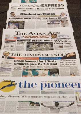 Newspapers in India's capital New Delhi.