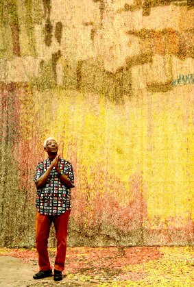 El Anatsui with his work Garden Wall: "You start imagining so many things that are happening behind it."