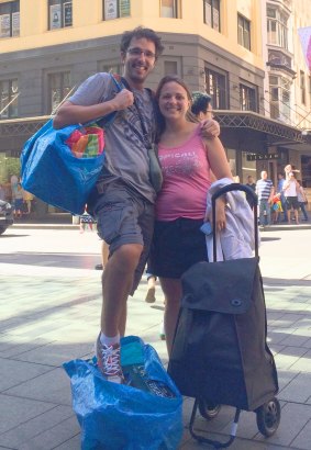 Augustin and Alice Bunel shopping at Pitt Street Mall on Boxing Day.