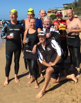 Ocean swimming team Eugene's Rippers, who crossed Melbourne's The Rip in February (far left: Clive Williams).