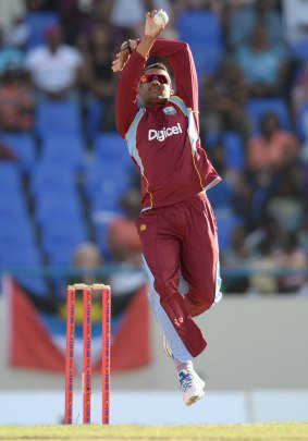 Under question: Sunil Narine was reported twice for a suspect bowling action at the Champions League Twenty20 last September.