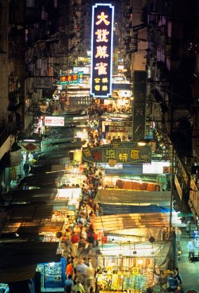 The night market in Temple Street, Kowloon.