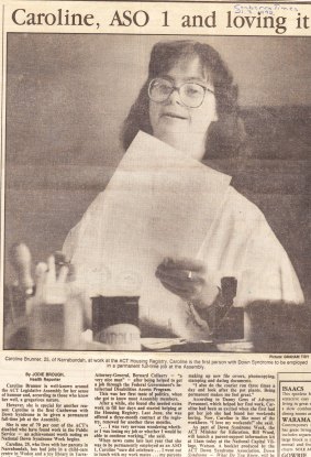 A scan of the front page story on Caroline Brunner in 1992.