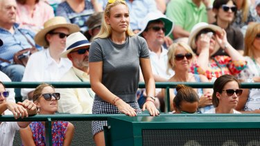 Kyrgios slur: Donna Vekic watches Stan Wawrinka in action at Wimbledon.