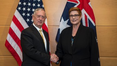 US secretary for defence James Mattis and Defence Minister Marise Payne.