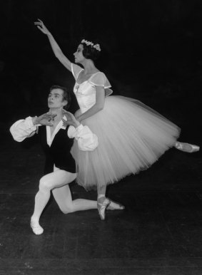 Yvette Chauvire and Rudolf Nureyev rehearsing for a royal gala performance in 1962.