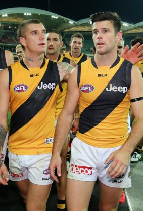 Dustin Martin (left), seen here with Trent Cotchin, says Richmond must maintain their intensity.