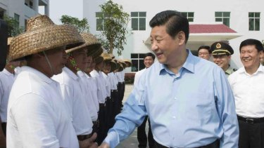 Chinese President Xi Jinping meeting maritime militia in Tanmen in April 2013. 