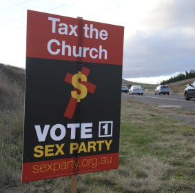 A Sex Party poster on the Tuggeranong Parkway.
