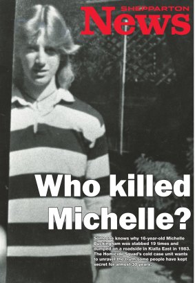 An image of slain teen Michelle Buckingham on the front page of the Shepparton News.