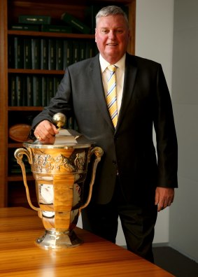 Top man: Michael Brown with the Rugby League World Cup.