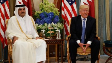 Differences: US President Donald Trump meets Qatar's ruler Sheikh Tamim bin Hamad al-Thani in Riyadh in May.