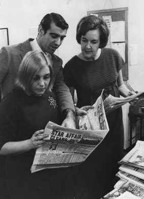 Don Riseborough with journalist Lillian Roxon and library editor Margaret Jones.