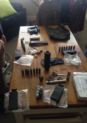Firearms paraphernalia found in his mother's home in Windsor.