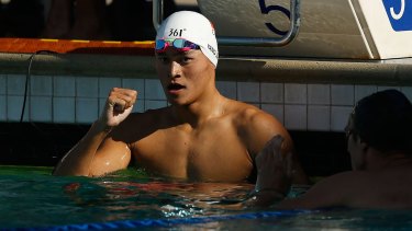 China's Sun Yang was unable to catch rival Mack Horton. 